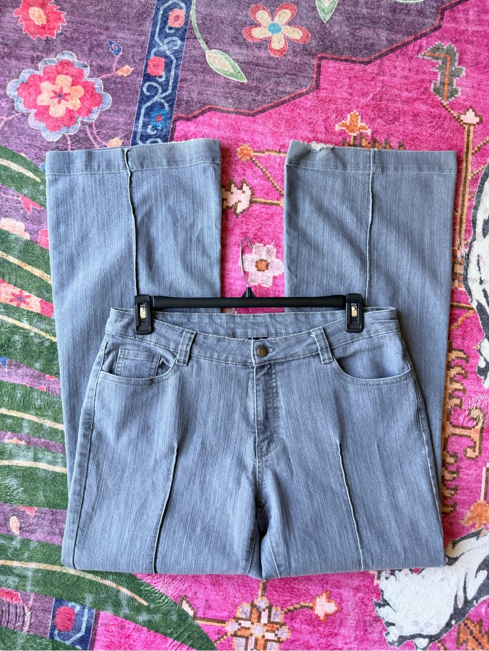 A.Z.I. Gray Stretch Bootcut Jeans Size 12 – Pintuck Seam Y2K Denim